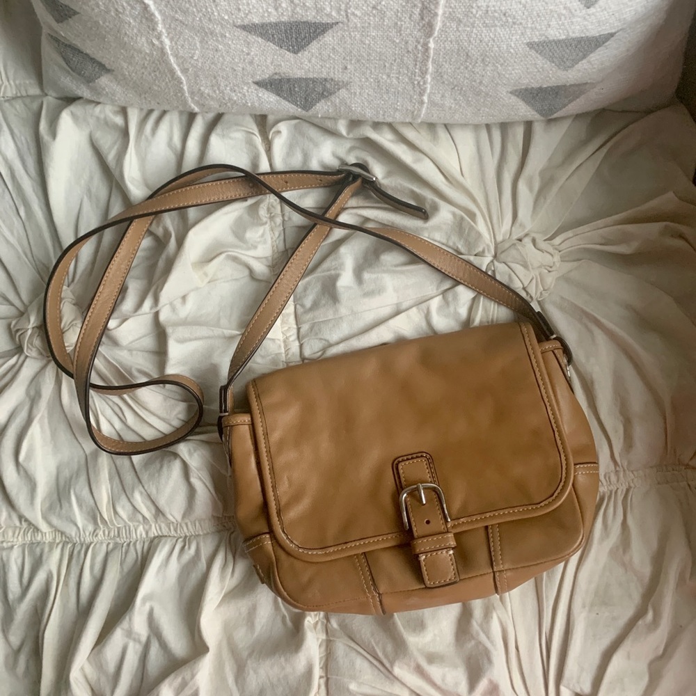 Tan Leather Coach Cross Body Bag